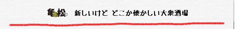亀松　新しいけど どこか懐かしい大衆酒場